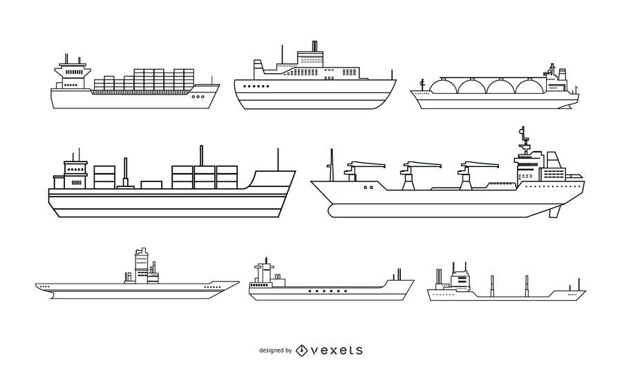 Ship Line Style Vector Design Ship Line Style Vector Design