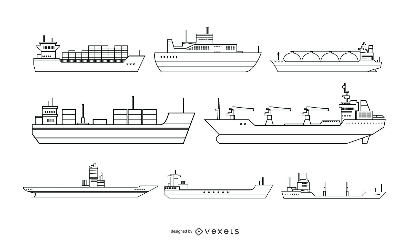 Design de vetor de estilo de linha de navio