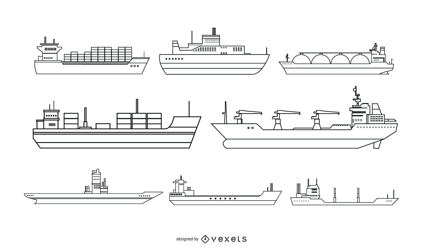 Diseño vectorial de estilo de línea de barco