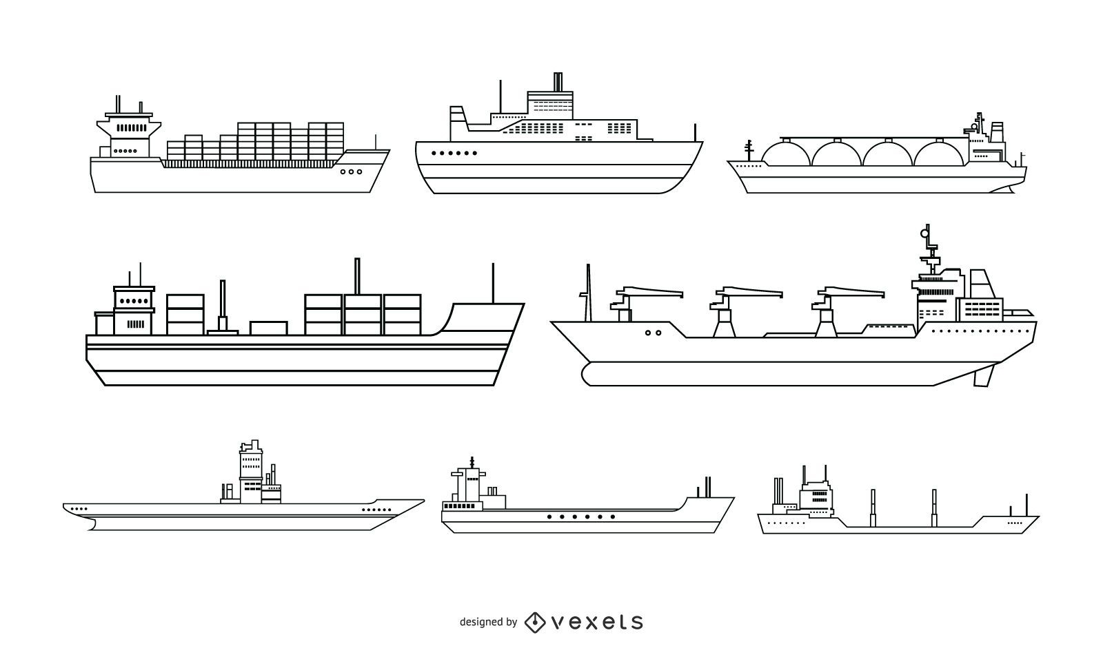 Dise?o vectorial de estilo de l?nea de barco