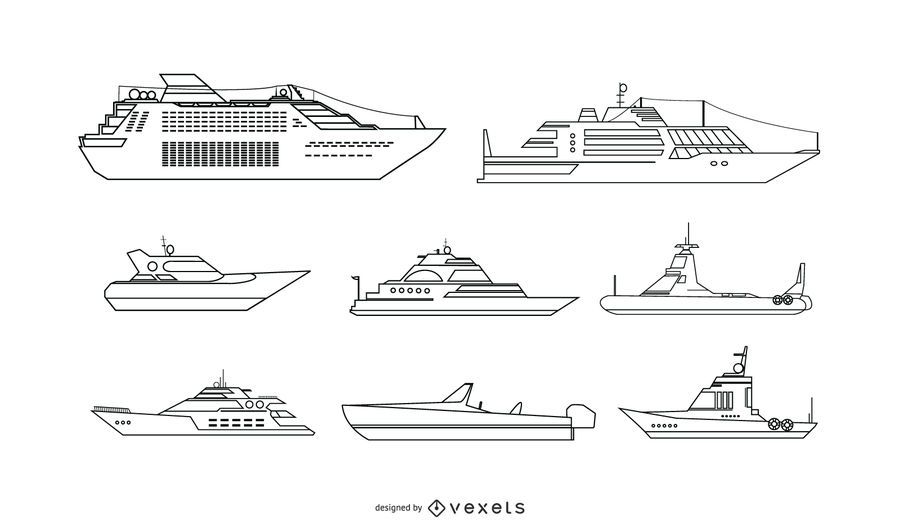 Conjunto de vetores de navios de lazer Conjunto de vetores de navios de lazer