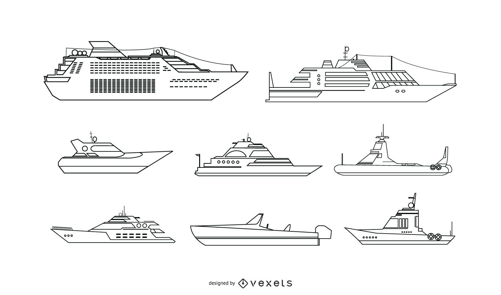 Conjunto de vectores de barcos de ocio