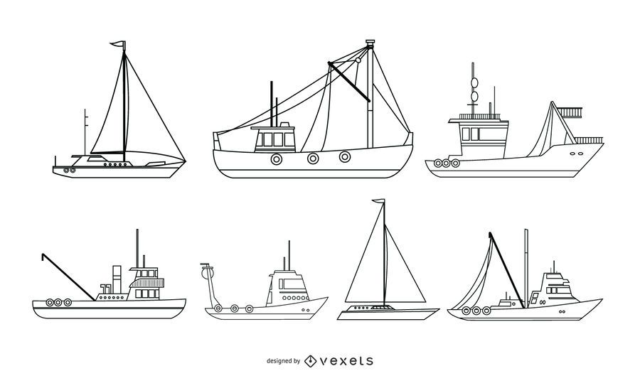 Colección de vectores de barcos náuticos Colección de vectores de barcos náuticos