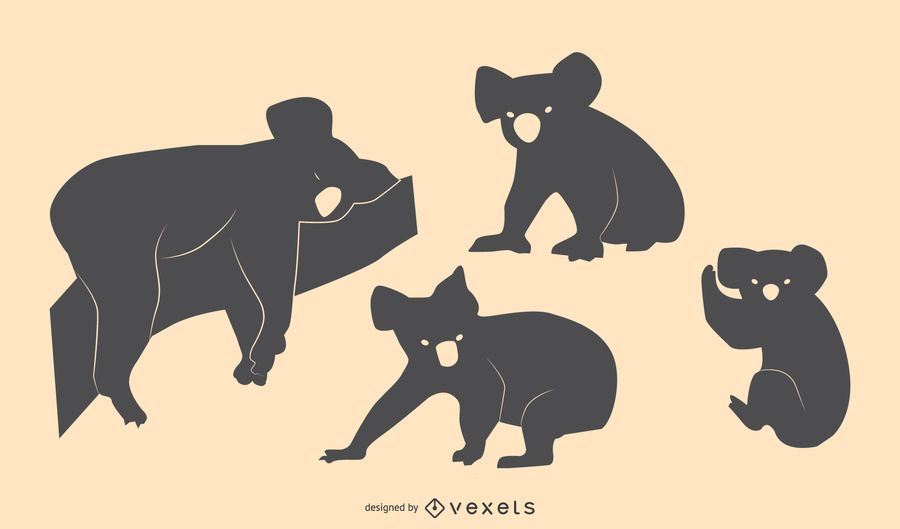 Koala Silhouette Design Set Koala Silhouette Design Set