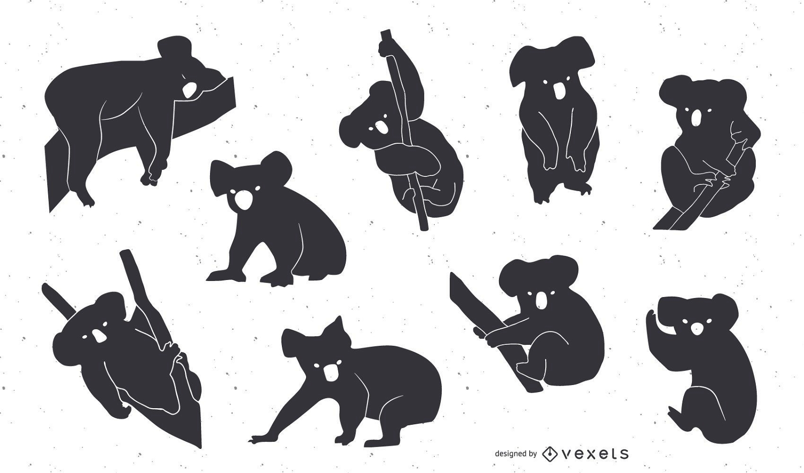 Conjunto de design de silhueta de coala