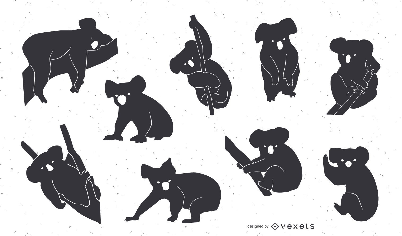 Koala Silhouette Design Set