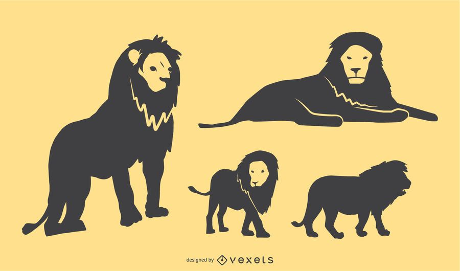Lion Silhouette Design Set Lion Silhouette Design Set