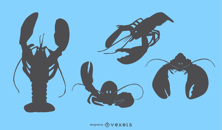 Lobster Silhouette Design Set Lobster Silhouette Design Set