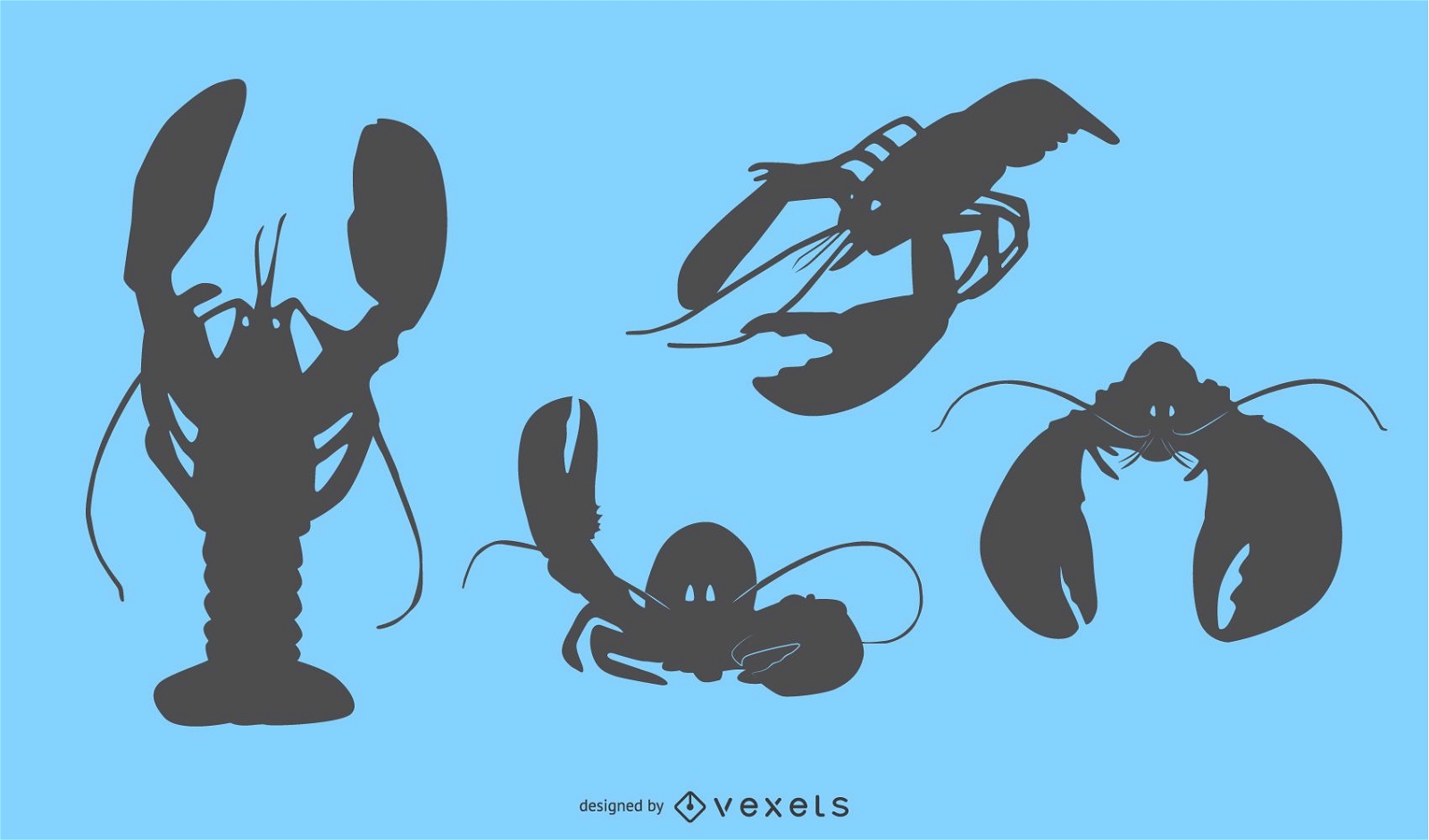 Conjunto de design de silhueta de lagosta