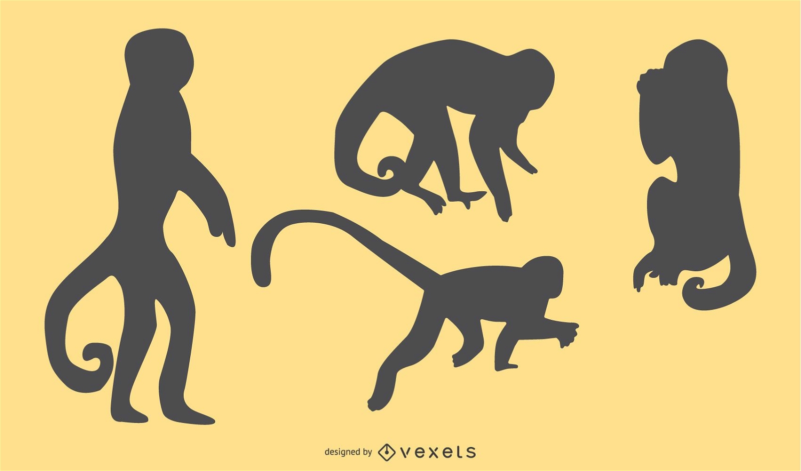 Conjunto de design de silhueta de macaco