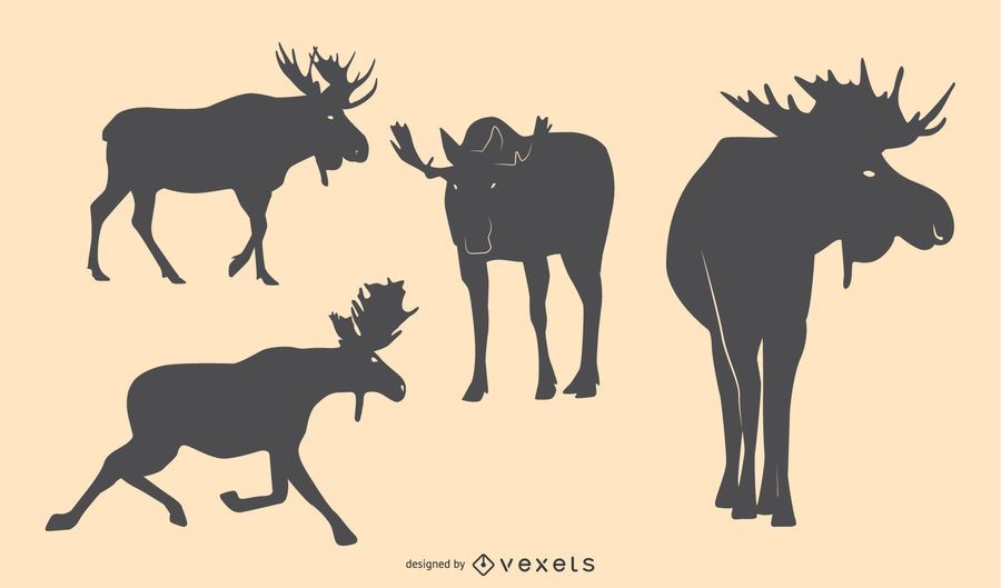 Moose Silhouette Design Set Moose Silhouette Design Set