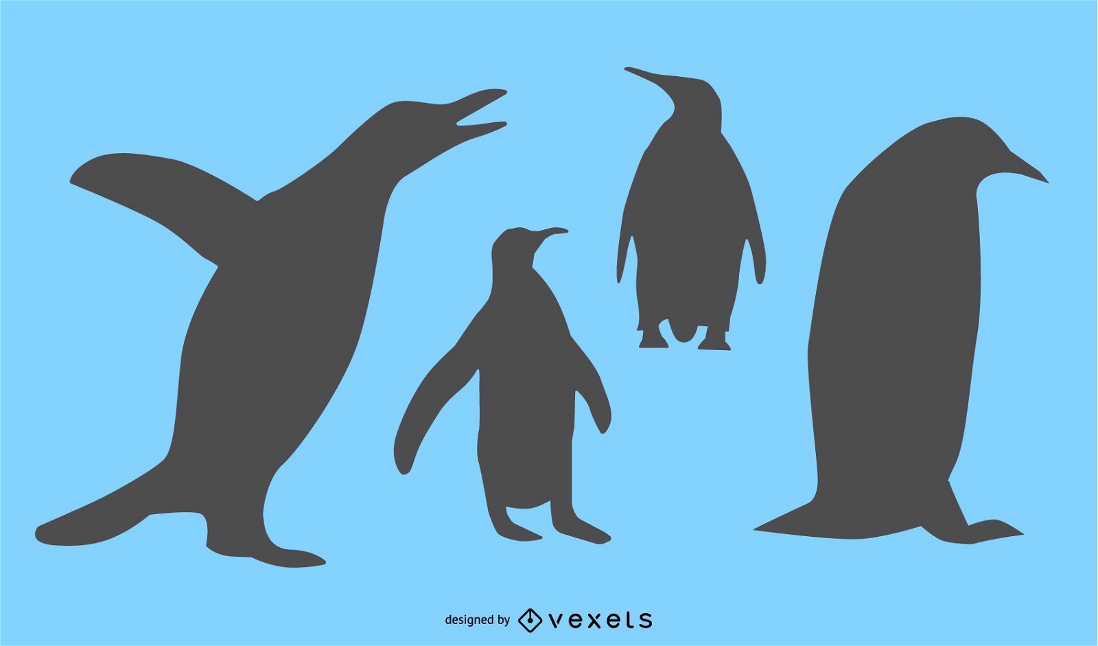 Pinguin Silhouette Design Set