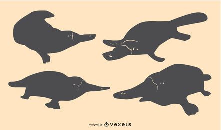 Platypus Silhouette Design Set Platypus Silhouette Design Set