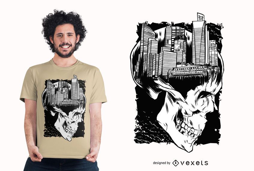 City skull t-shirt design City skull t-shirt design