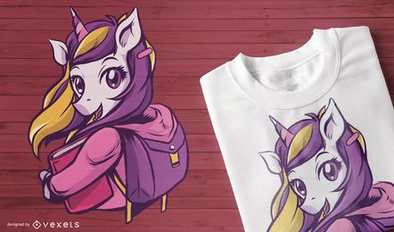 Design de camiseta de unicórnio escolar