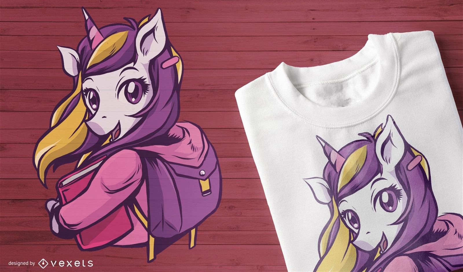 School unicorn t-shirt design