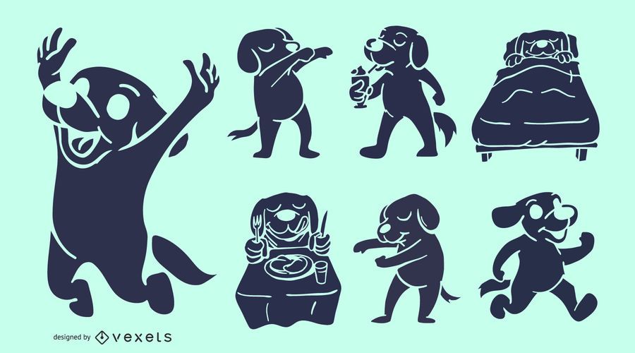 Cartoon dog silhouettes set Cartoon dog silhouettes set
