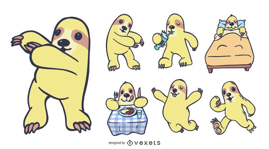 Sloth cartoon vector set Sloth cartoon vector set