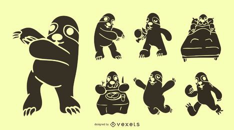 Sloth Actions Vector Set