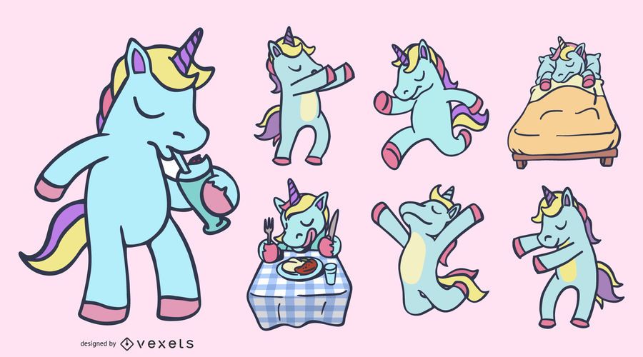 Unicorn Colored Illustration Set Unicorn Colored Illustration Set