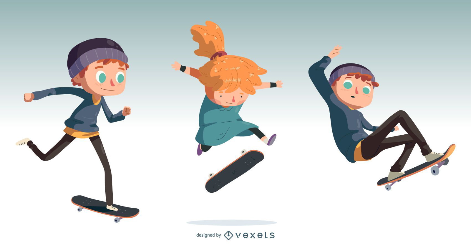 Conjunto de diseño de dibujos animados de skate para niños