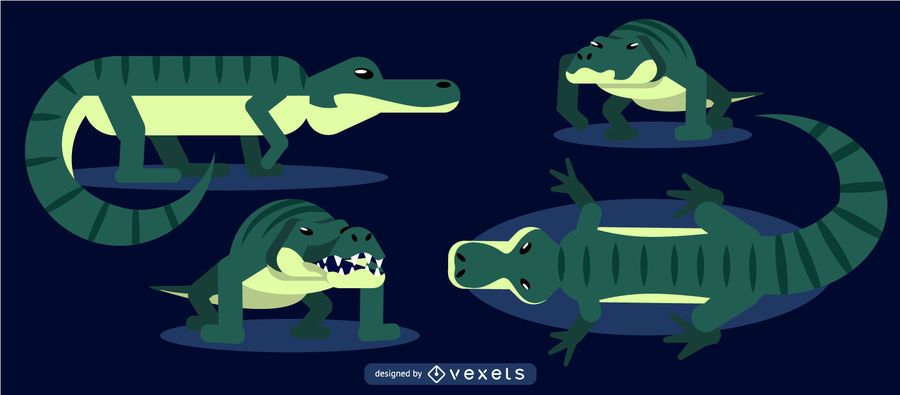 Crocodilo arredondado plano conjunto geométrico Crocodilo arredondado plano conjunto geométrico