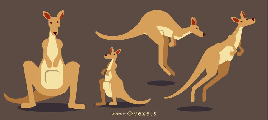 Kangaroo Rounded Flat Geometric Design Kangaroo Rounded Flat Geometric Design