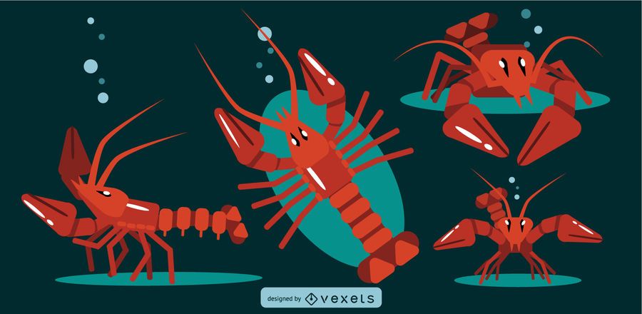 Lobster Rounded Flat Geometric Design Lobster Rounded Flat Geometric Design