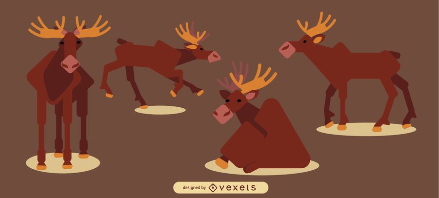 Moose Rounded Flat Geometric Design Moose Rounded Flat Geometric Design