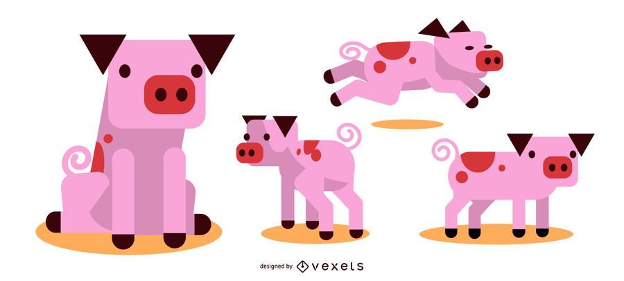 Pig Rounded Flat Geometric Design Pig Rounded Flat Geometric Design