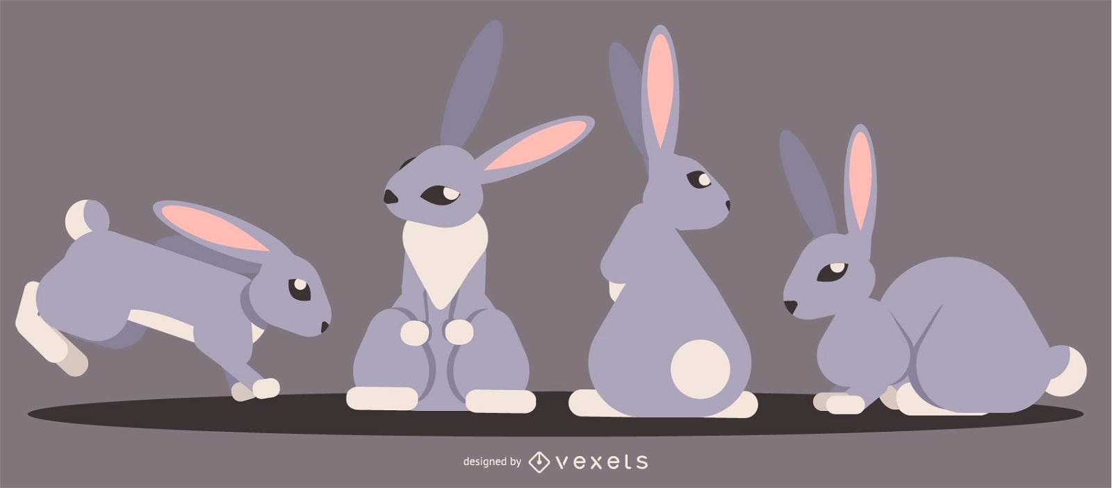 Rabbit Rounded Flat Design Geom?trico