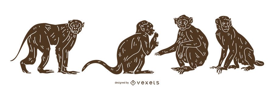 Monkey Detailed Silhouette Design Monkey Detailed Silhouette Design