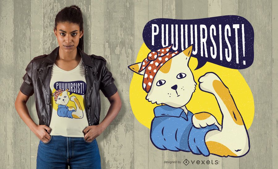 Pin-up cat t-shirt design Pin-up cat t-shirt design