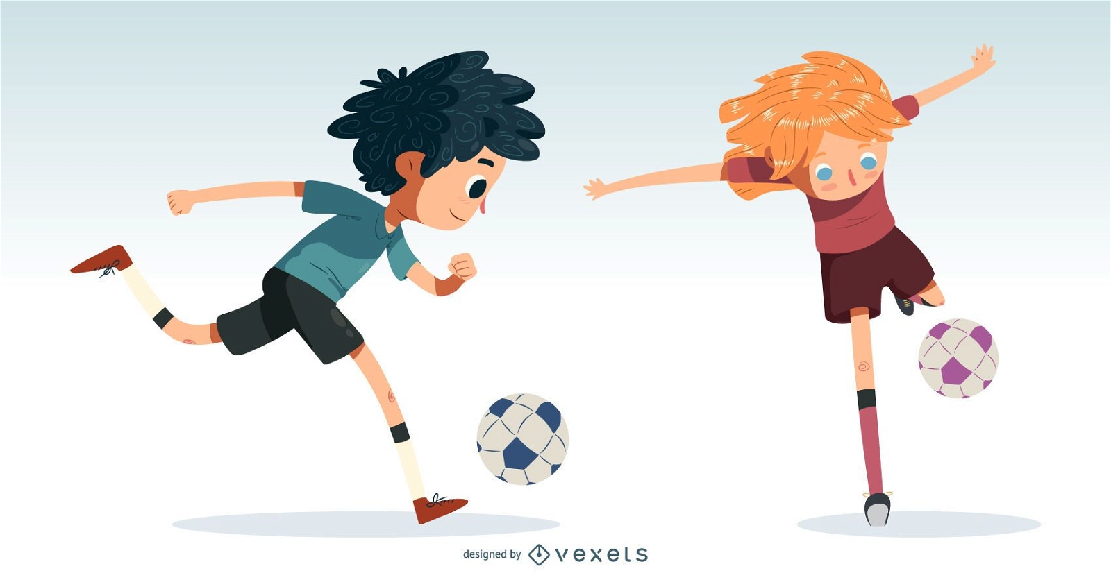 Conjunto de vectores de niños de fútbol