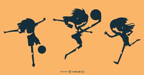 Soccer Girl Silhouette Set Vector Download