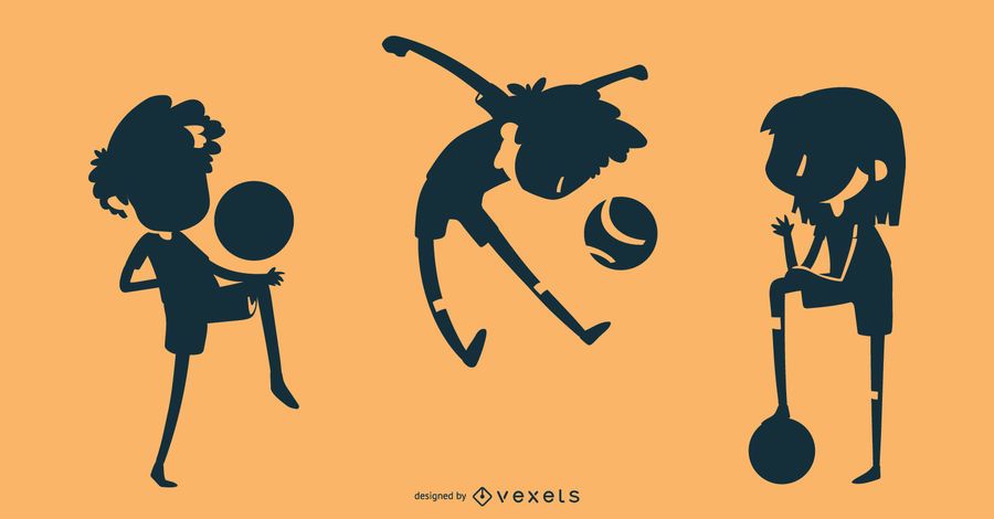 Soccer kids silhouette set Soccer kids silhouette set