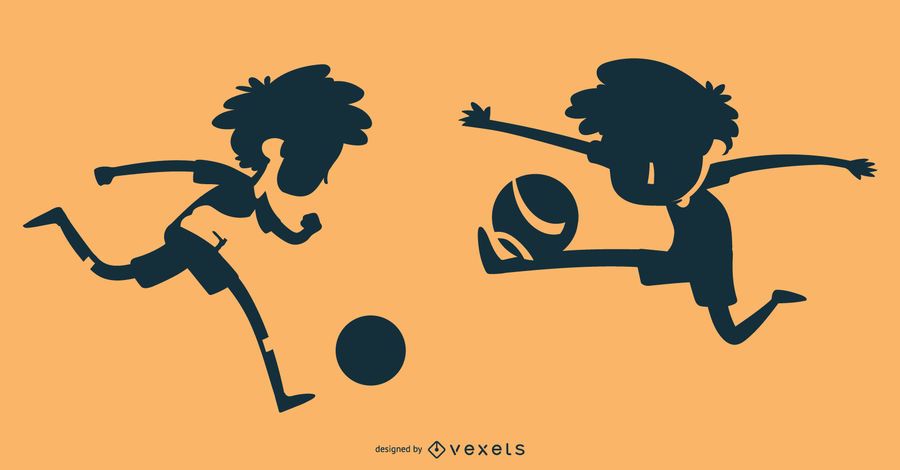 Soccer boy silhouette set Soccer boy silhouette set