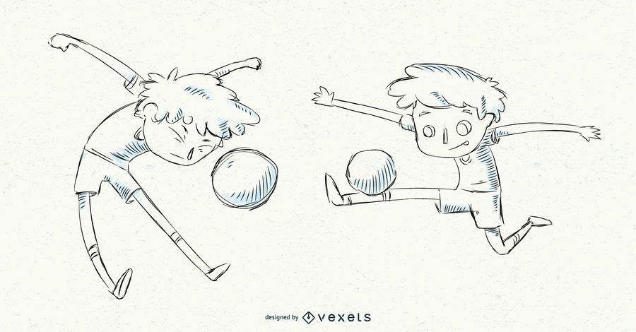 Hand drawn soccer boy set Hand drawn soccer boy set
