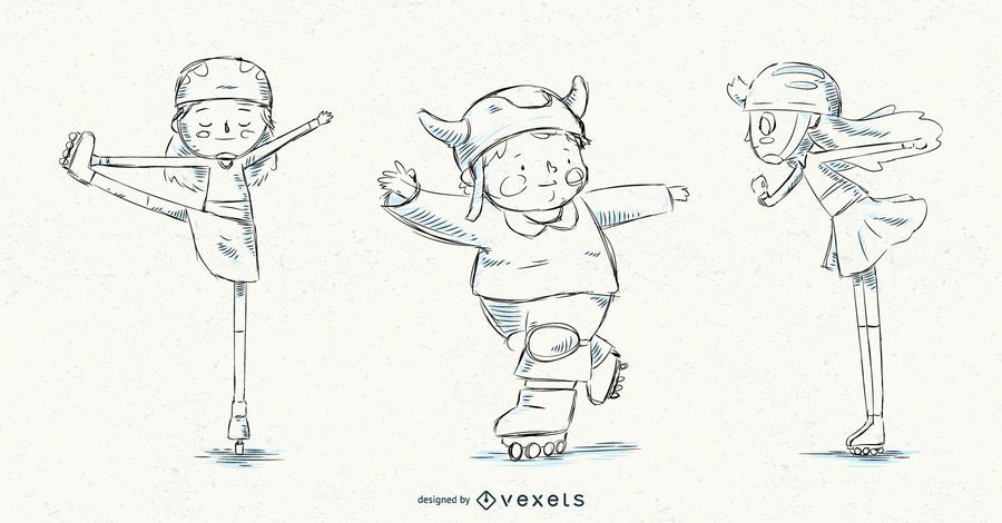 Hand drawn roller skate kids Hand drawn roller skate kids