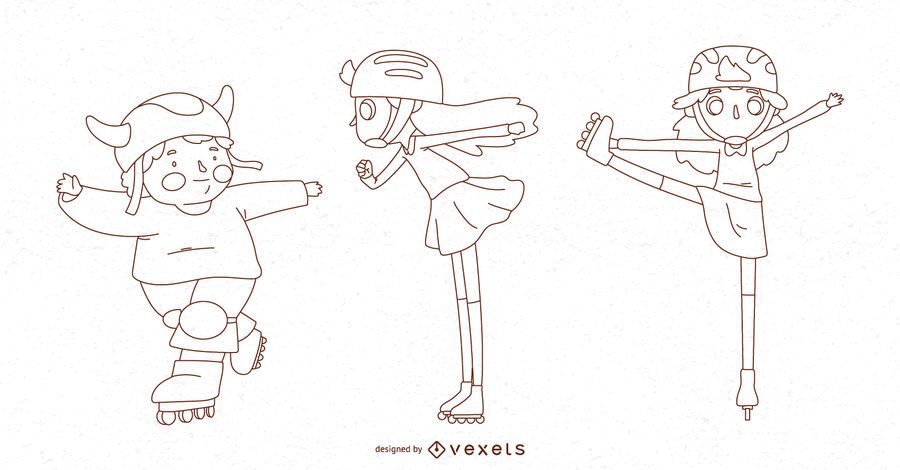 Roller skate kids line characters Roller skate kids line characters