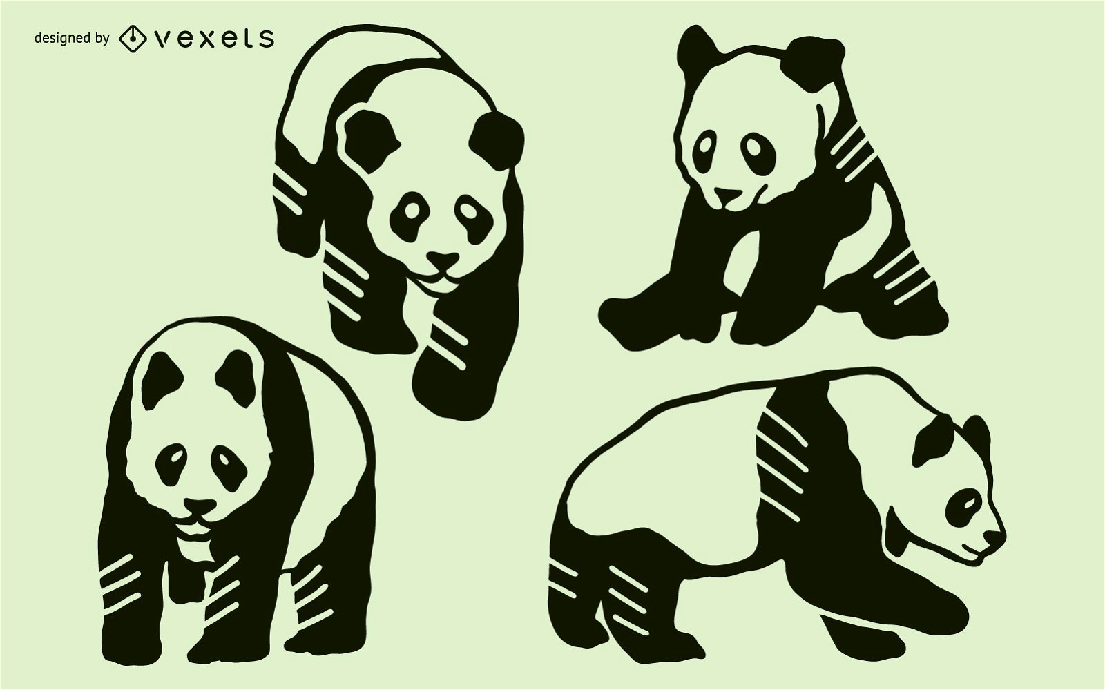 Conjunto de Design Panda Doodle
