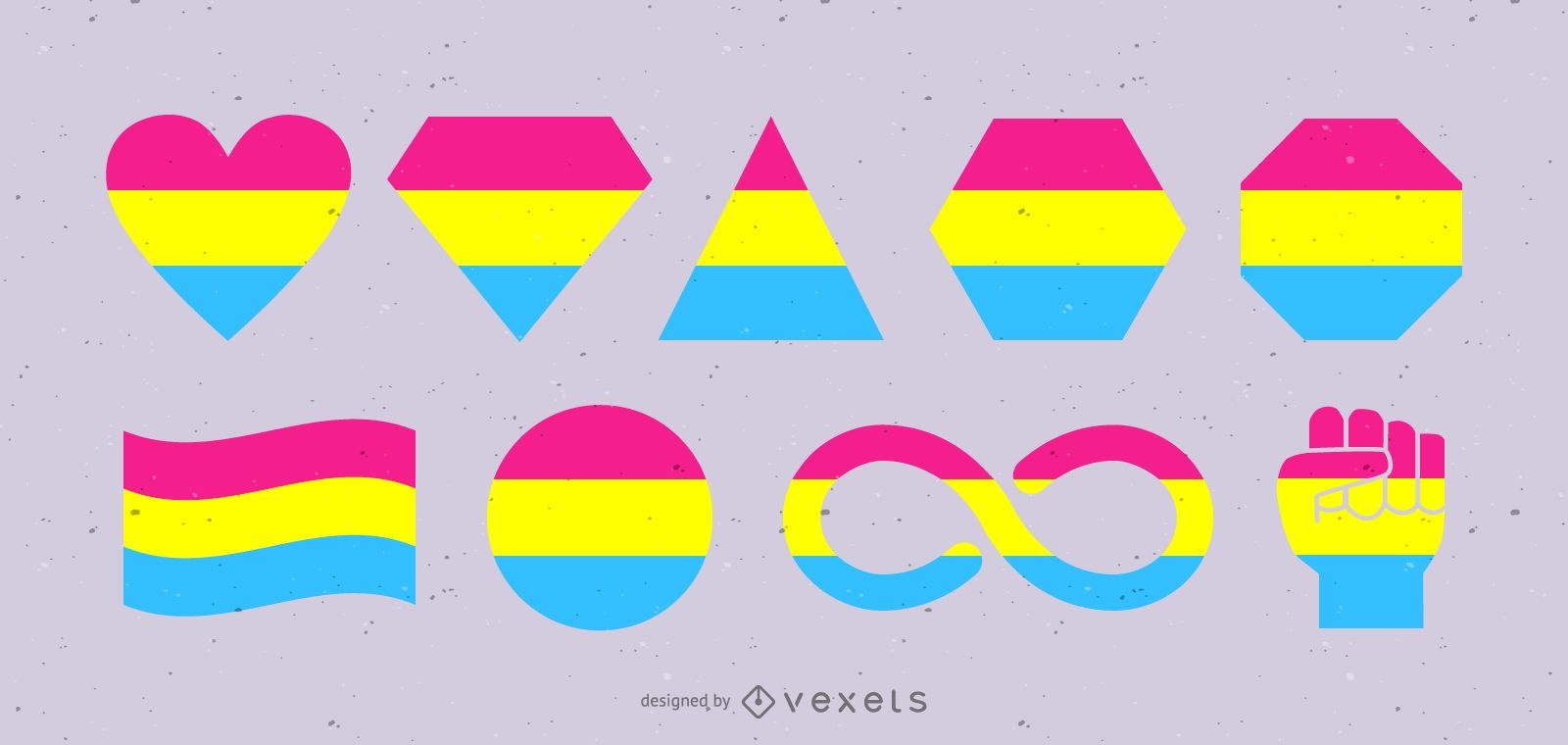 Pansexual Flags and Shapes Set