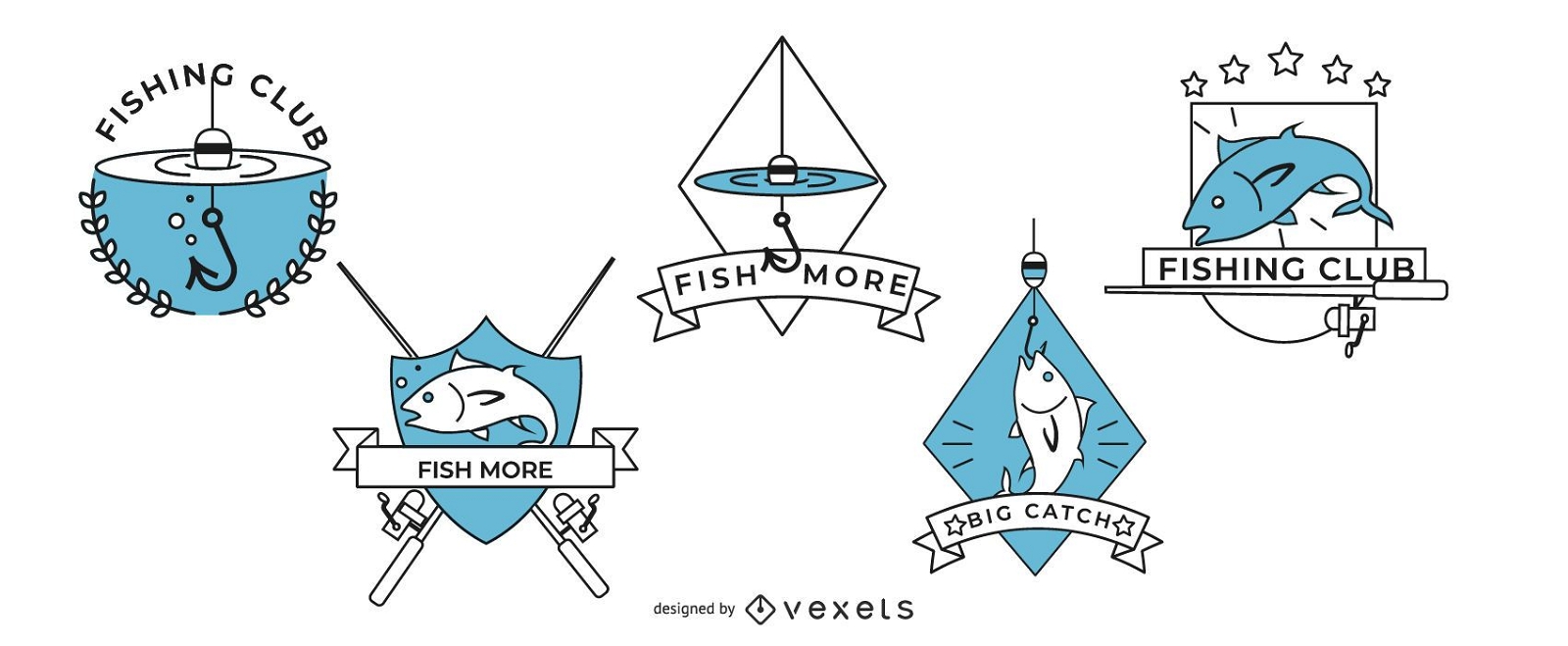 Diseño de insignias de logotipo de pescado