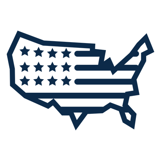 Bandera americana mapa plano Diseño PNG