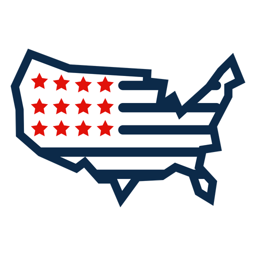 American flag map icon PNG Design