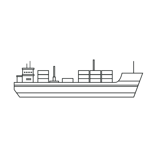 Cargo ship line PNG Design