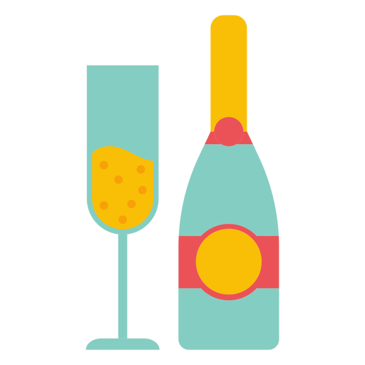 Champagne bottle and glass PNG Design