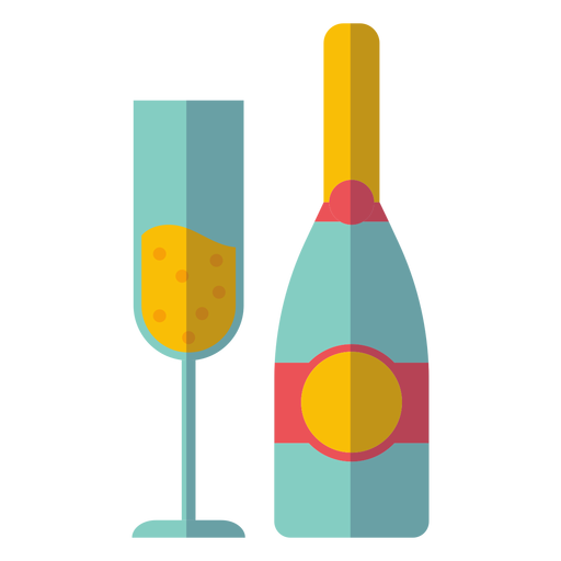 Champagnerflasche und Glasikone PNG-Design