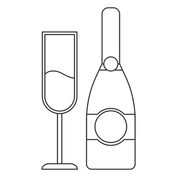 Línea de botellas y copas de champán Diseño PNG Transparent PNG