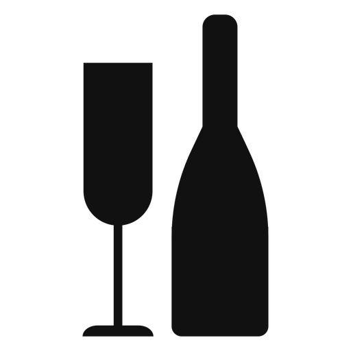 Champagne bottle and glass silhouette PNG Design